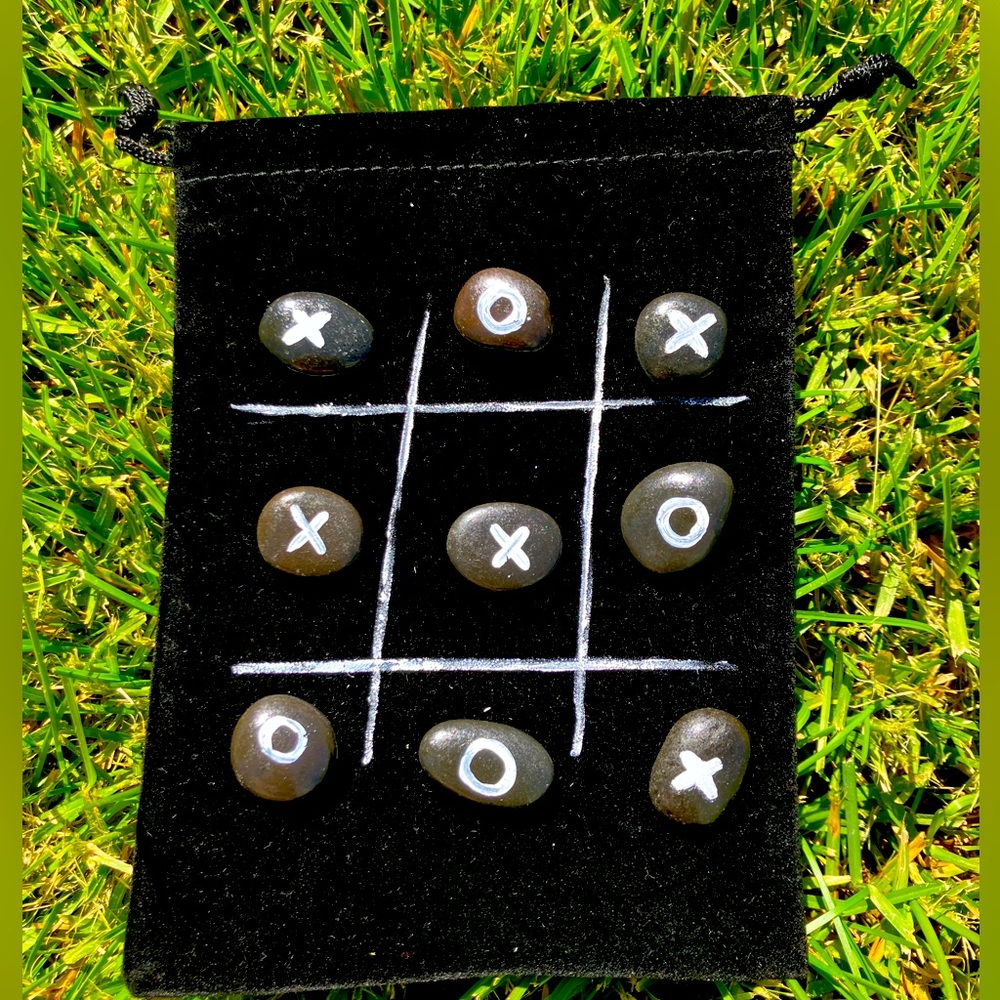 Classic Tick tack toe Game, Painted Rock, Father Gift Set, Travel Game